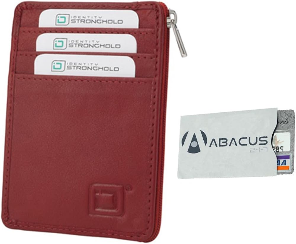 Secure Genuine Leather RFID Blocking Mini Wallet Red