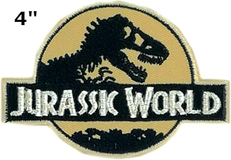 Amazon Co Jp Jurassic World 4 恐竜ムービー公園tanロゴt Rex T Rex Raptor Extinct化石刺繍sew バッジアイロンパッチアップリケアプリケーション ホーム キッチン