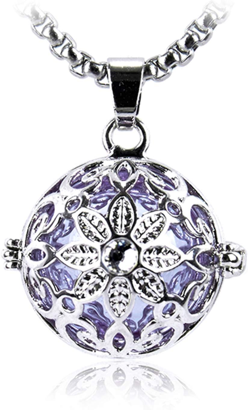 BeliHair Aromatherapy Essential Oil Diffuser Necklace Fashion Jewelry Glass Bottle Flower Locket Pendant with Chain for Women Teens Girls