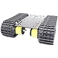 Premium TT04 4WD Intelligent Tracked Robot Tank Car Chassis with 4PCS TT DC Motors, Robotic Caterpillar Moving Platform with Metal Plate for Arduino, Raspberry Pie, Microbit Code Projects Science Kit