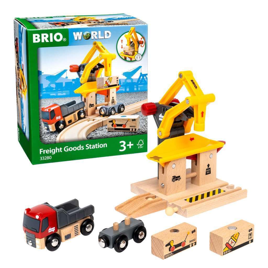 BRIO World Freight Goods Station for Kids Age 3 Years Up - Wooden Railway Train Accessories and Add Ons