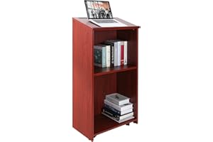 VEVOR Podium Stand, 47 in Hostess Stand with 4 Rolling Wheels, Wood Podium with Storage Shelves, and Slant Desktop, Lecterns 