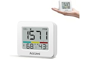 ACCUNNI CO2 Monitor Air Quality Monitor Indoor, Carbon Dioxide Detector, Portable Temperature Humidity Meter, CO2 Alarm for Home, Hotel, Cars, Office or School