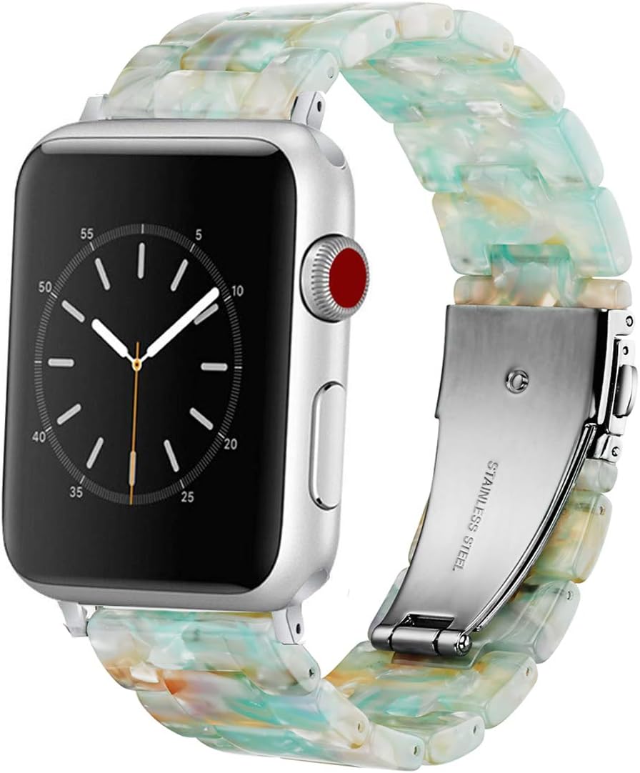 Omter Band Replacement for Apple Watch 49mm 45mm 44mm 42mm Women Men Fashion Resin Band Bracelet Strap Compatible with iWatch Series 8 7 6 SE 5/4 ,Series 3 /2 /1(Green 49mm 45mm 44mm 42mm)