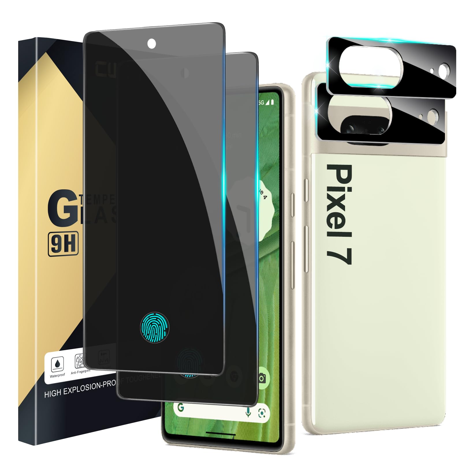 Photo 1 of [2+2 Pack] Privacy Screen Protector Compatible with Pixel 7 5G, 2 Tempered Glass Film with 2 Camera Lens Protectors, High Clarity, Bubble Free, Anti-Spy Protection
