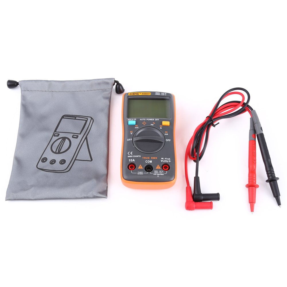 Multimetro Digitale, Tester multiplo con NCV, Test di Gamma Automatico, Tester per Batterie, Conta il Vero RMS 2000, Corrente AC/DC, Tensione AC/DC, Continuità, Resistenza, Diodo