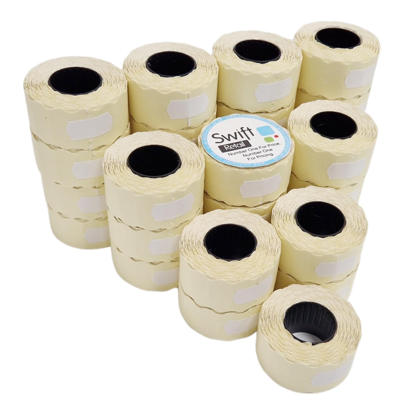 Swift 26 x 12 mm Price Gun Labels White Peelable 30 Rolls 30,000 Stickers CT4 Wavy Edge Pricemarking Tags Fits Many Pricing Labellers