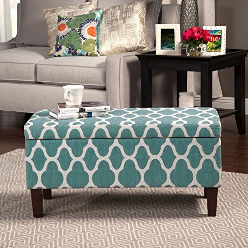 HomePop Large Upholstered Rectangular Storage Ottoman Bench with Hinged