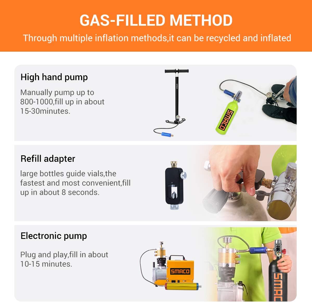 SMACO Mini Scuba Tank Diving Gear for Diver Scuba Diving Tank Oxygen Cylinder with 5-10 Minutes Capability Diving Oxygen Underwater Breathing Device 0.5L Diving & Snorkeling Equipment S300 : Sports & Outdoors