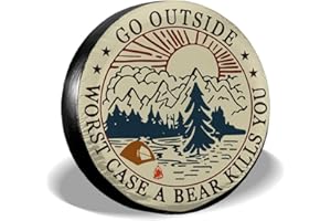 cozipink Go Outside Worst Case A Bear Kill You Spare Tire Cover Weatherproof Wheel Protectors Universal Fit for Trailer Rv SUV Truck Camper Travel Trailer 14"