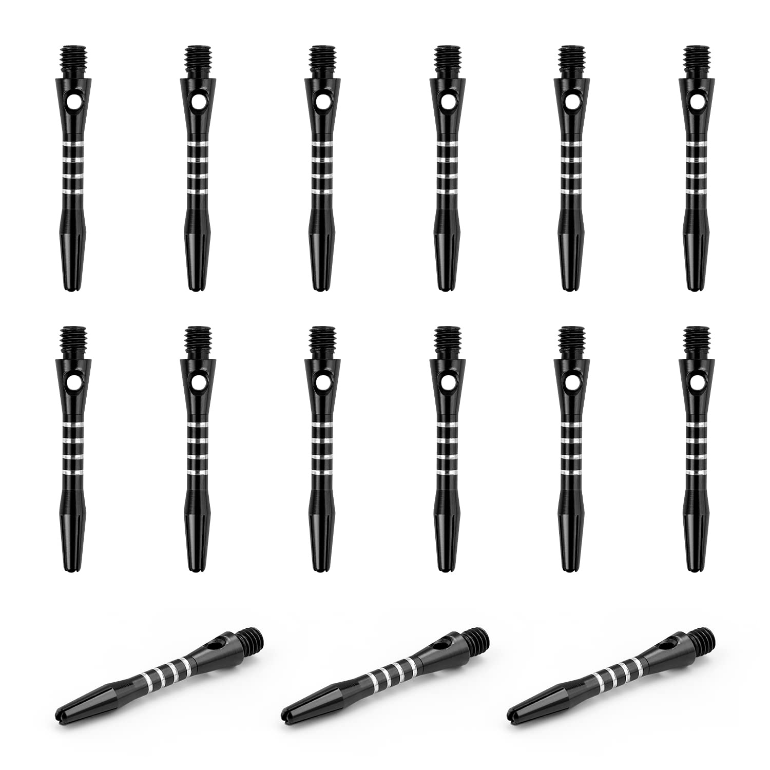 JANDH Aluminium Dart Shafts, 15 Pieces Black Dart Shafts, 40 mm 2BA Darts Accessories for Soft Tip Darts or Steel Darts