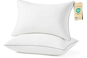JOLLYVOGUE Pillows Queen Size Set of 2, Oeko-Tex Certified Bed Pillows for Side, Back, and Stomach Sleepers - Medium Support Down Alternative Filling, Machine-Washable