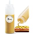 Restaurantware Condiment Squeeze Bottle With Lid Plastic Squeeze Bottle - Precison Dispensing Tip Flexible Clear Plastic Squeeze Bottle For Sauces For Sauces Spreads Or Condiments, 8 oz (Pack of 1)