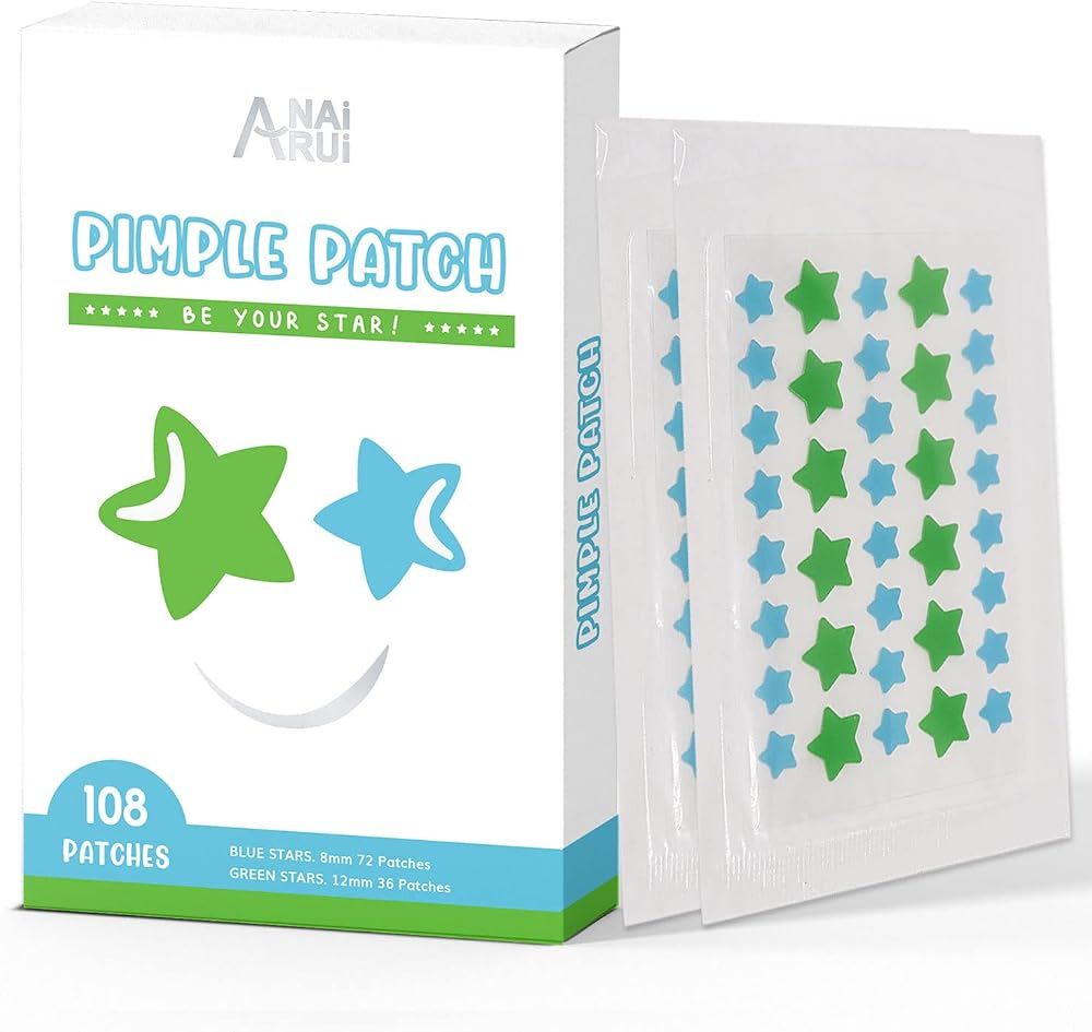 ANAI RUI Star Pimple Patches Hydrocolloid Spot Dots Absorbing Acne Stickers 108