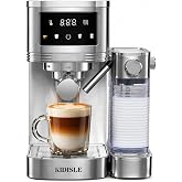 KIDISLE 20 Bar Espresso Machine with Auto Milk Frother &amp; Touchscreen, 1350W | Dual Boiler 1350W Brew +1000W Froth, Pre-Infusion Rich Crema, 44oz Water + 24oz Milk, 3-in-1 Espresso, Cappuccino, Latte