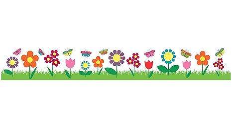 Home Decor Line Cr 14008 Flowers Border Decal Multi Color
