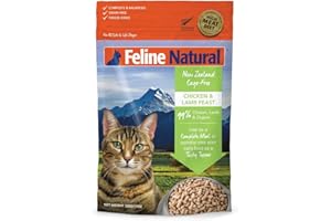 Feline Natural High Protein Dry Cat Food, Freeze-Dried Diet with 98% Meat, Organs & Seafood, No Peas, Grains, or Artificial Additives, Made in New Zealand, Chicken & Lamb, 11oz
