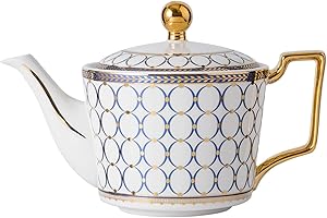 CWLWGO- Royal Ceramic Teapot,European Style Bone China Tea Pot, Blooming & Loose Leaf Teapot - 24 Ounce,Not Included Removabl