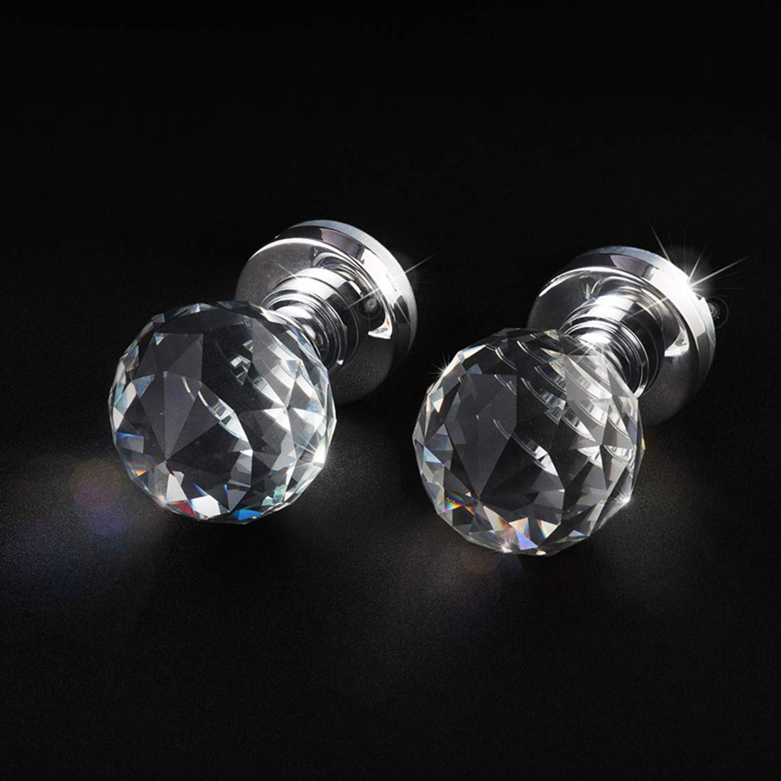 Türknauf aus Kristall, 60 mm, Diamant-Zuggriff, Klarglas, solide, rund