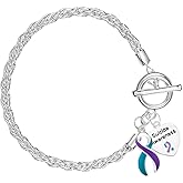 Fundraising For A Cause Suicide Awareness Charm Bracelet with Accent String - Purple & Teal Ribbon Bracelets for Suicide Awareness