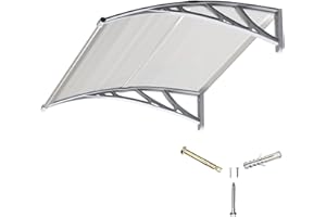 GGNEBAI Awning for Door Entrance,40X48 Inches Awnings for Doors,Window Awning Canopy Exterior with Plastic Steel Bracket,Polycarbonate Cover,UV,Rain,Snow Protection for Porch,Patio,Deck