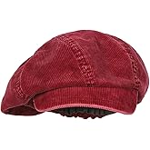 Womens Beret Newsboy Hat for Men French Corduroy Cap Classic Autumn Winter Visor Beret Hat Solid Color Cabbie Cap