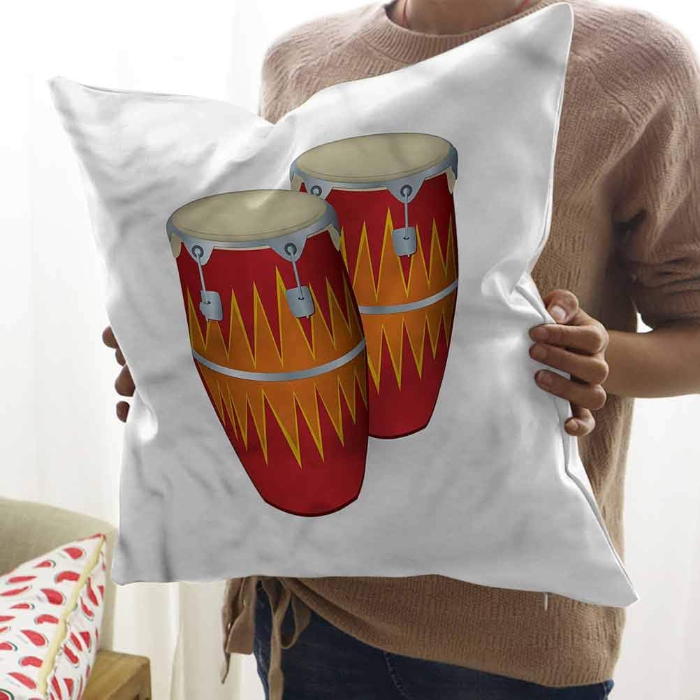 HouseLook Music Cushion Cover Case Cuban Congas Funky for Sofa Couch Bed and Car Square Pillow Cover (26"x26")