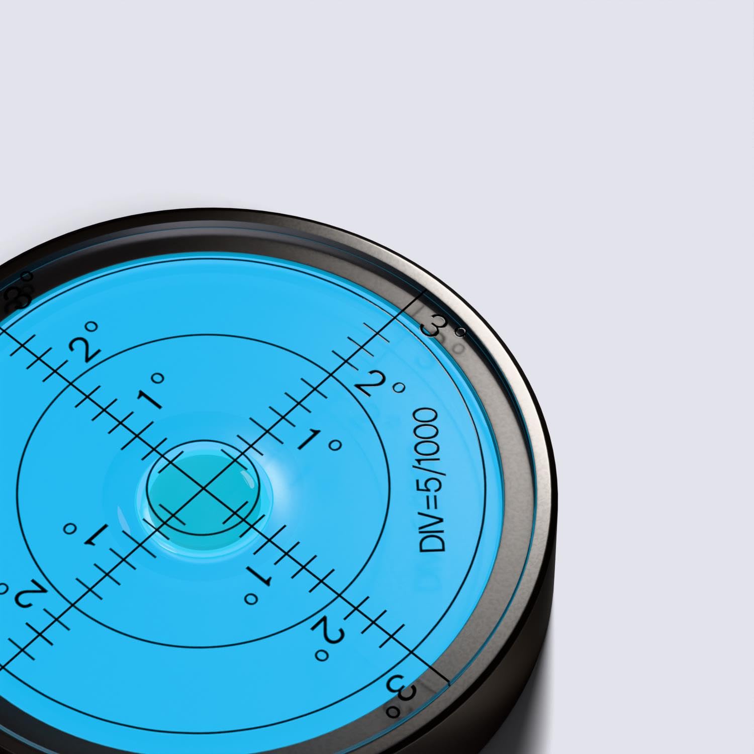 Luminous Metal Large Spirit Bubble Level 60mm Diameter, Degrees, Circular, Surface Level - Metal Housing, Bulls Eye Bullseye Vial Round, Blue/Silver