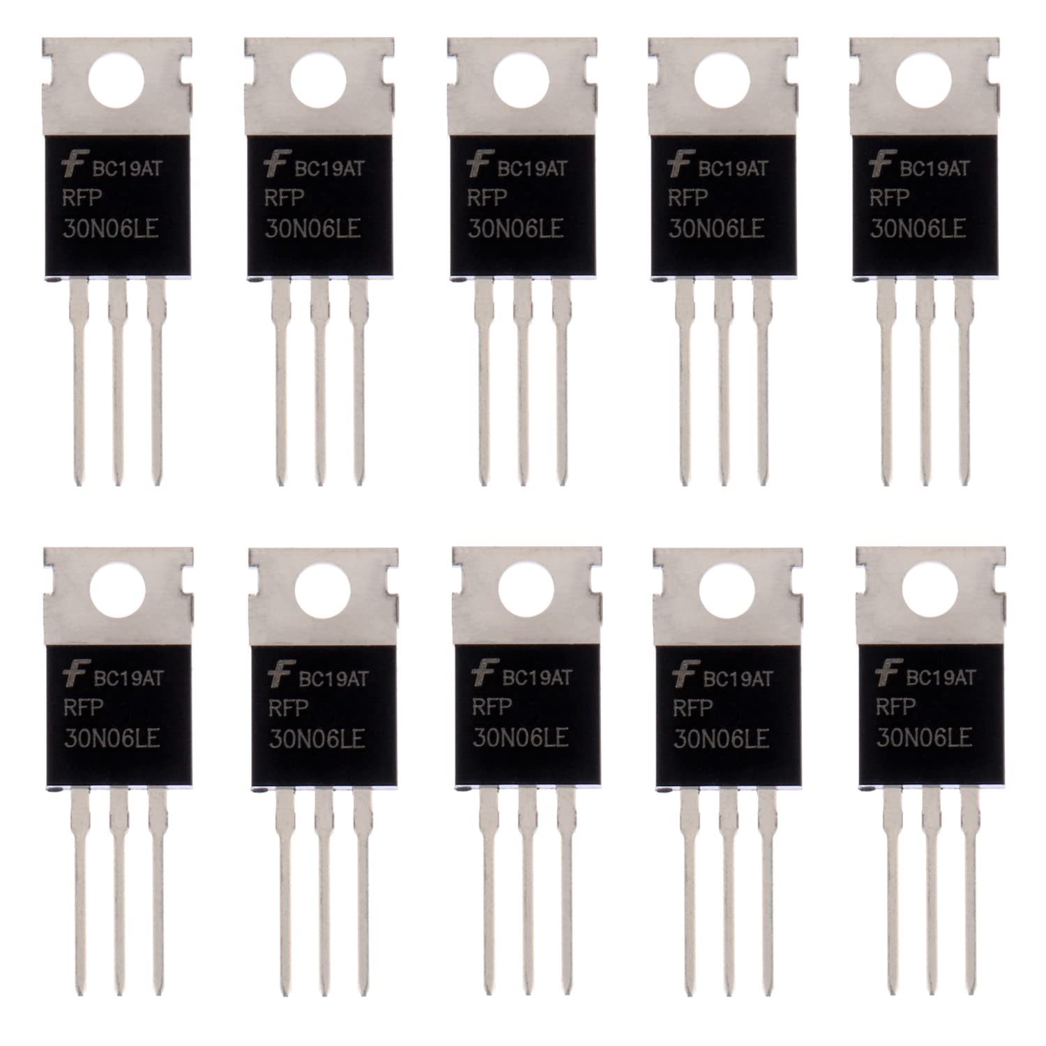 BOJACK RFP30N06LE MOSFET 30 A 60 V RFP30N06LE N-Channel MOSFET Transistor ESD Rated TO-220 (Pack of 10 Pcs)