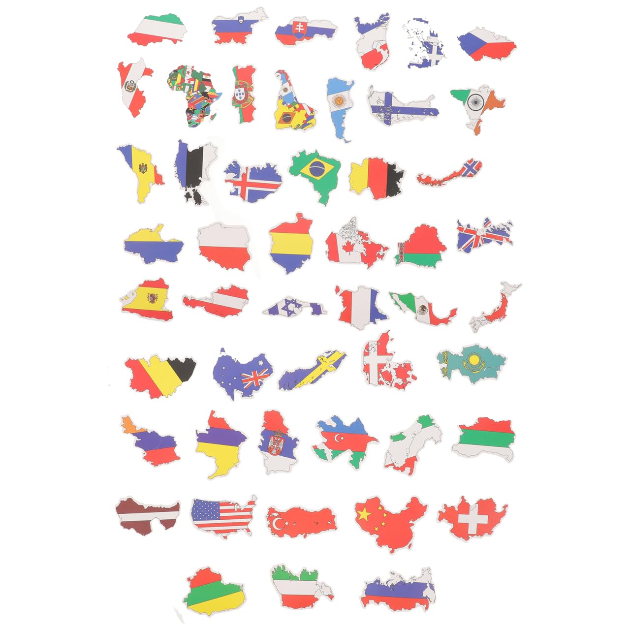 Toyvian 50Pcs National Flag Stickers Waterproof Removable PVC Decals for Luggage, Car, Notebook, and More