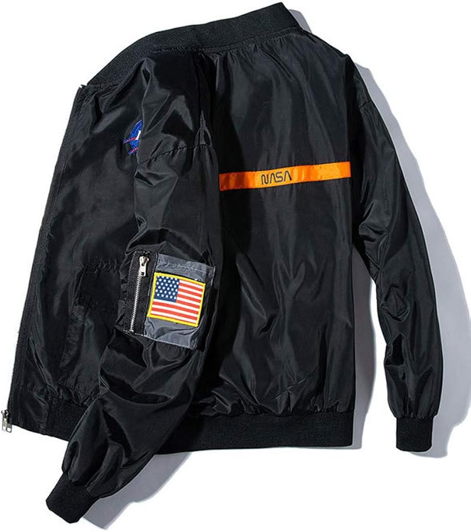 Wildswan Men Biker Bomber Jacket, NASA MA-1 Military Flight Jacket Long-sleeve Air Force Moto Street Coat Winter B4034 at  Men’s Clothing store
