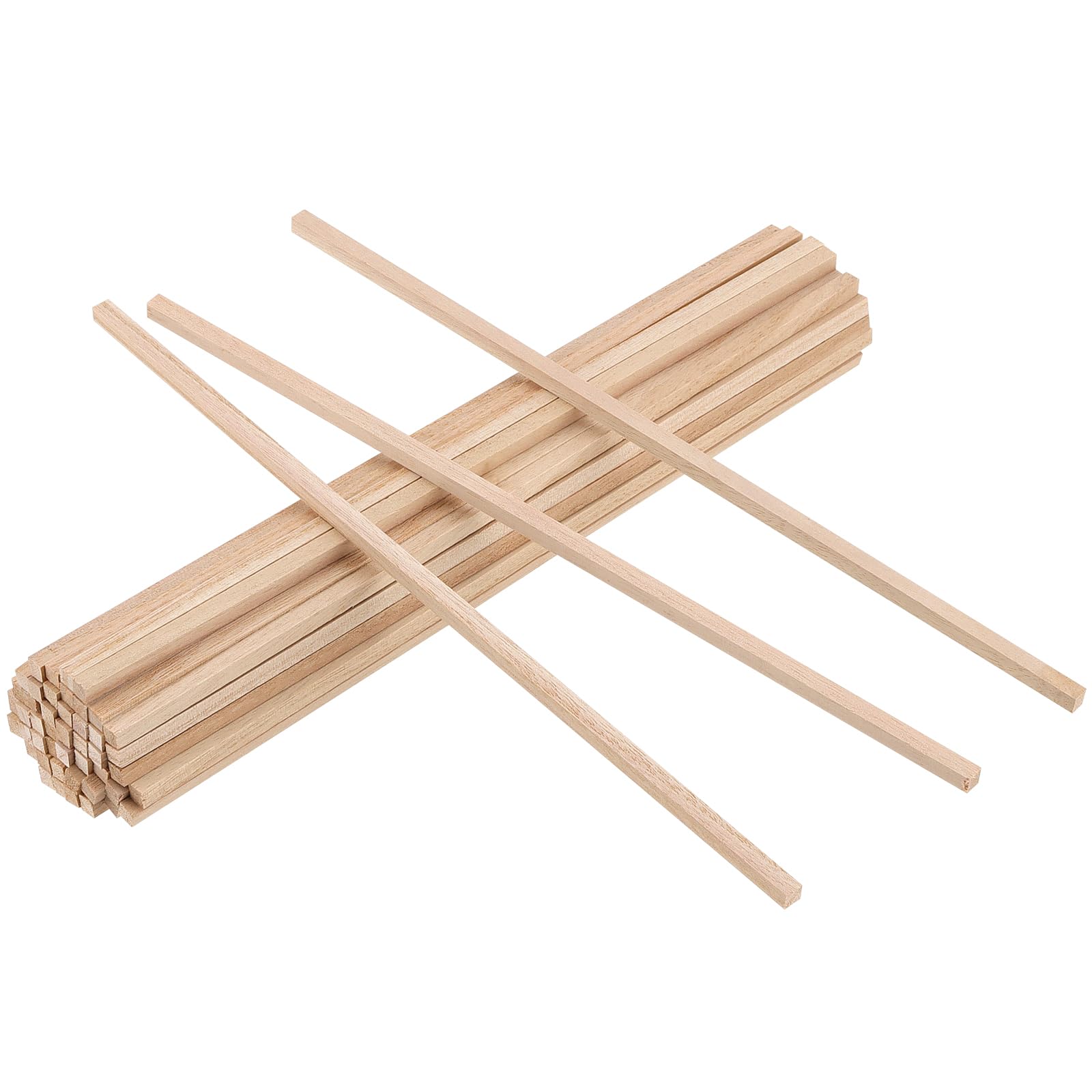 KOHAND 100 Pack Square Wooden Dowel Rods, Unfinished Wooden Rods 6x6x300mm Natural Wood Craft Sticks for Arts DIY Projects Decoration Model Making