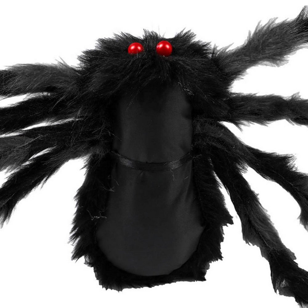 TissueDeep Giant Spider for Halloween Decorations Large Black Hairy Spider with Red Eyes Indoor Outdoor Decor Halloween Decor (5ft)