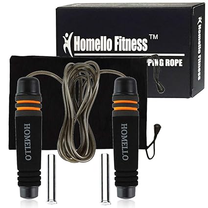 Homello Weighted Jump Rope 1lb With Memory Foam Handles And Steel Cable For Fitness Crossfit Boxing And Mma