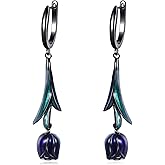 POPLYKE Enamel Tulip Earrings 925 Sterling Silver For Women Flower Dangle Earrings for Women