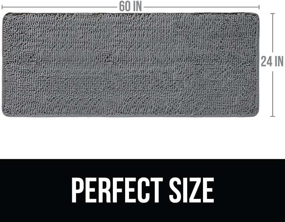 Kangaroo Plush Luxury Chenille Bath Rug, 60x24, Extra Soft and Absorbent Shaggy Bathroom Mat Rugs, Strong Underside, Plush Washable Carpet Mats for Kids Tub, Shower, Bathtub and Bath Room, Gray: Home & Kitchen