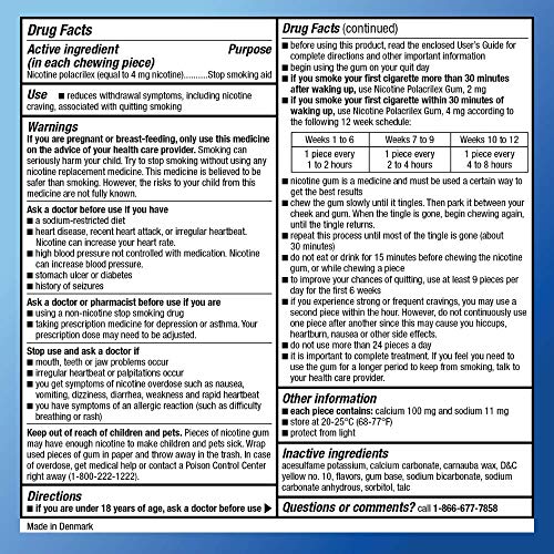 Basic Care Nicotine Polacrilex Gum, 4 mg (nicotine), Stop Smoking Aid, Original Flavor Uncoated, 220 Count