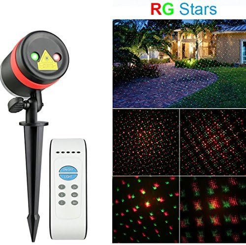 Waterproof Outdoor LED Red &amp; Green Star Laser Lights Shower with Remote Controller,for Christmas, Halloween, Holiday, Party and Garden Lawn Decorations