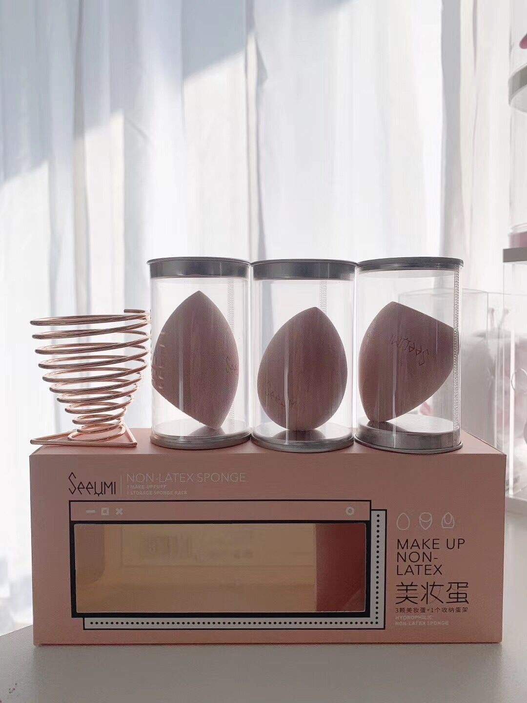 Ruihua 3Pcs Make-up Sponge Set Original Soft Latex Free Vegan Beauty Sponges-Do Not Eat Powder Sponge Makeup Egg Storage Rack Set - Image 3