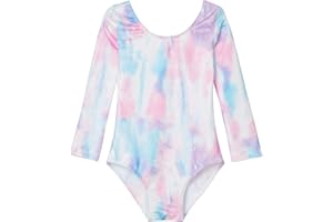 Domusgo Girls Gymnastics Leotards Long Sleeve Bodysuits Shiny Colorful One Piece Tumbling Outfits