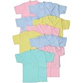 ToBeInStyle Babies' 4 Pack Relaxed Fit Short or Long Sleeve Button Up Kimono Tee Swaddle Shirt