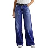 Madrirdma Wide Leg Jeans for Women Mid Rise Baggy Straight Wash Casual Denim Jeans Without Belt