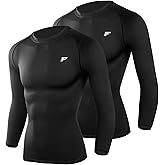 Men's Compression Shirts Long Sleeve Running Athletic Undershirts Workout Baseball Base Layer Fishing Rash Guard Tops 2 Pack