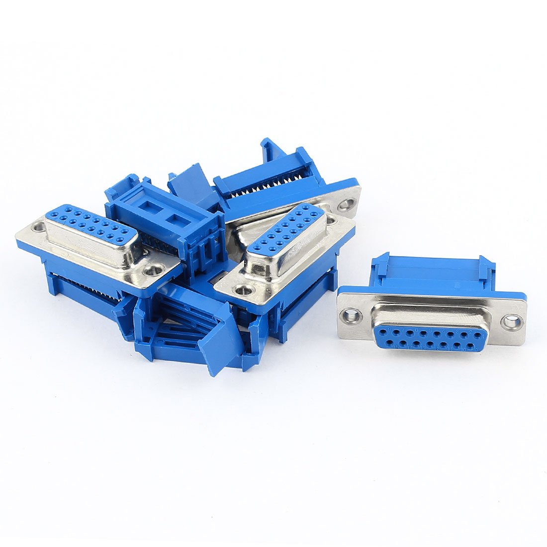 sourcing map 5pcs D-SUB DB15 15 Pin Female Flat Ribbon Cable IDC Crimp Connector