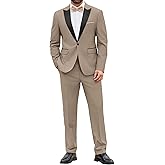 COOFANDY Men's 2 Piece Suit Slim Fit One Button Tuxedo Jacket Pants for Wedding Prom Business