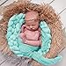 Sunmig Newborn Baby Roving Braid Wool Spinning Fiber Rugs Photography Photo Props (Blue-Green)