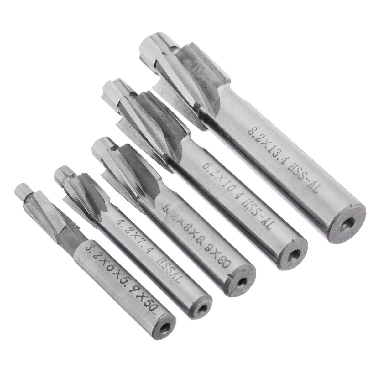 Jiaminye 5Pcs HSS Counterbore End Mill M3-M8 Slotting Tool Milling Cutter Countersink End Mills