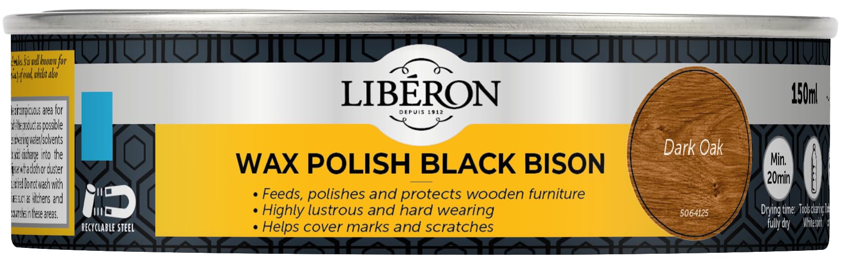 Libéron Wax Polish Black Bison Paste Dark Oak 150ml — image 1
