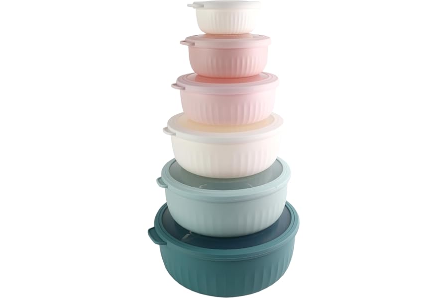 COOK WITH COLOR Prep Bowls with Lids- Wide and Deep Nesting Plastic Small Mixing Bowl Set with Lids, 12 Piece Set - Wide Bowl Book