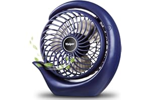 Viniper Portable Rechargeable Fan, Small Desk Fan : 3 Speeds & about 8-24 Hours Longer Working, 180 Rotation, Portable Desktop Fan Small but Mighty, Strong Wind (Blue, Light Black Blade) 6.2 INCH
